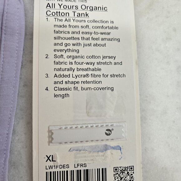 Lululemon BNWT Lilac All Yours Organic Cotton Tank - Picture 4 of 4